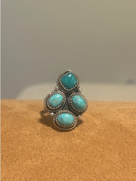 Adjustable White Water Turquoise Ring